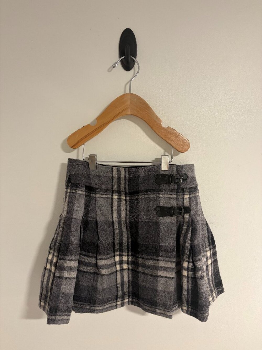 Bonpoint Folk Skirt in Dark Gray Marl Tartan
